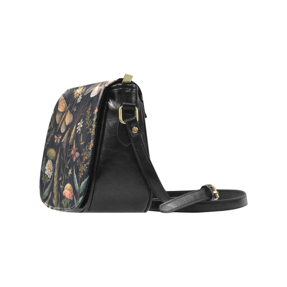 Botanical Moths Cross Body Purse, Saddle Bag