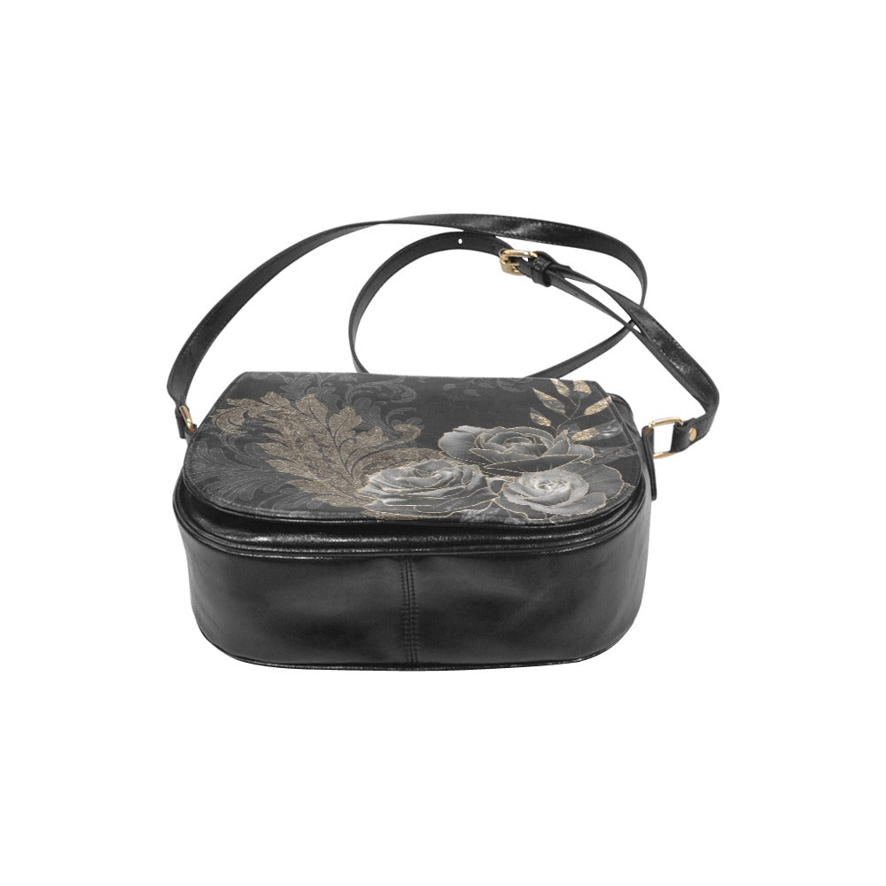 Goth Black Roses Saddlebag Purse