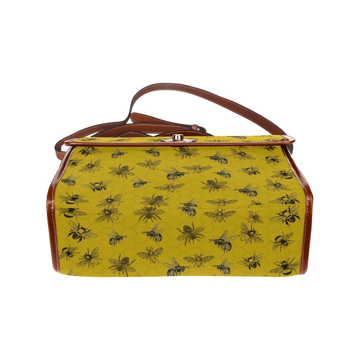 Retro Yellow Honey Bee Canvas Satchel Bag Purse