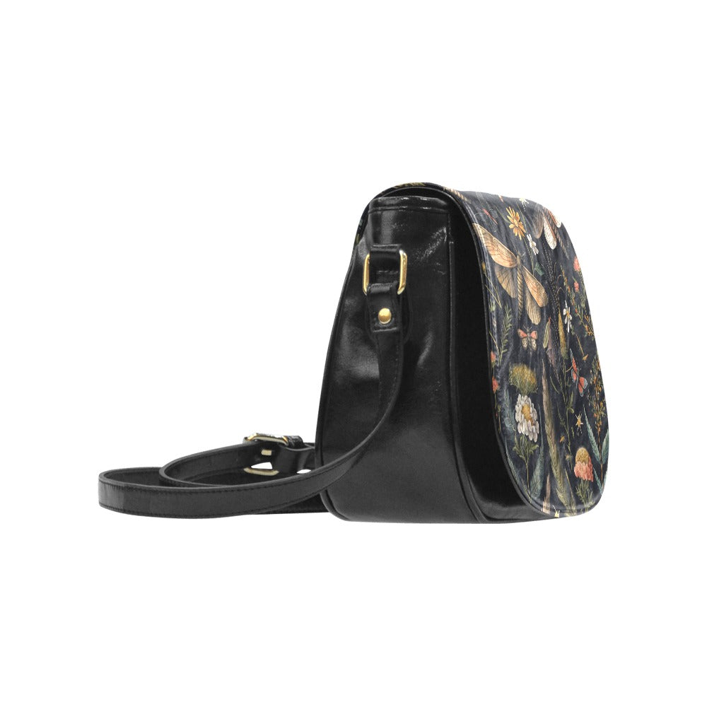 Botanical Moths Cross Body Purse, Saddle Bag