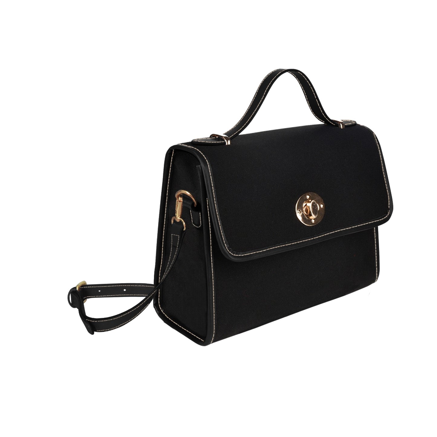 Plain Black Canvas Satchel Purse