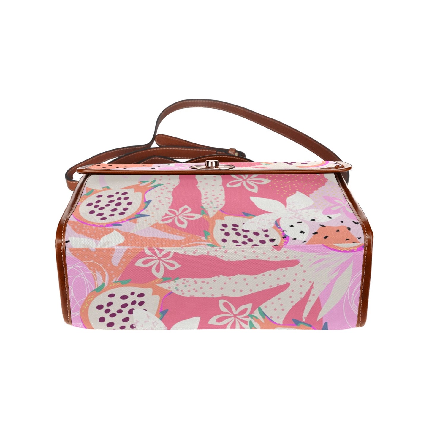 Retro Pink Dragon Fruit Purse, Canvas Satchel Bag