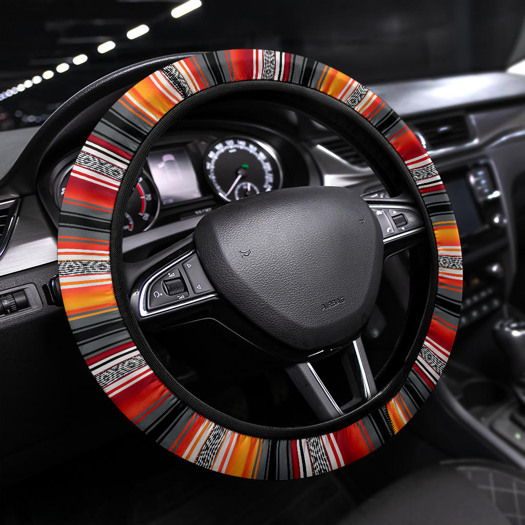 Red Orange Serape Steering Wheel Cover