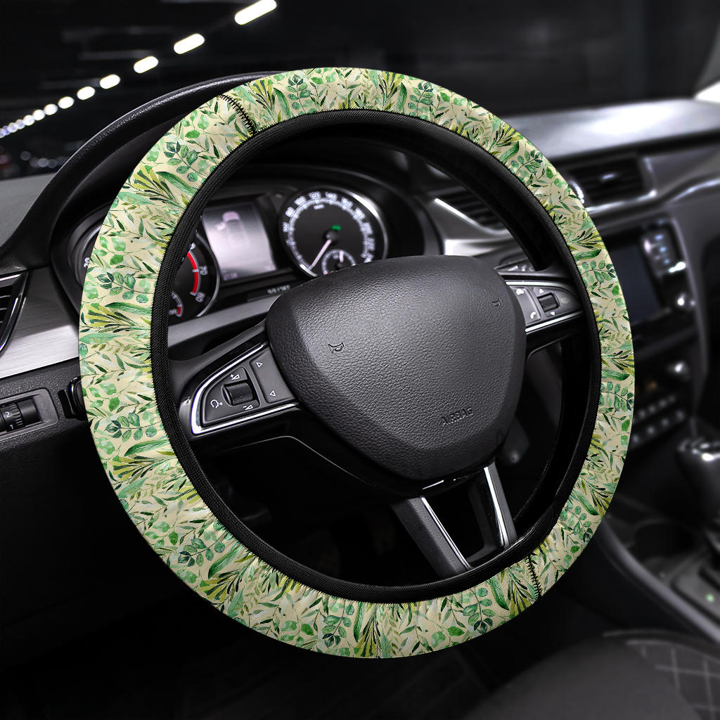 Botanical Green Plants Steering Wheel Cover