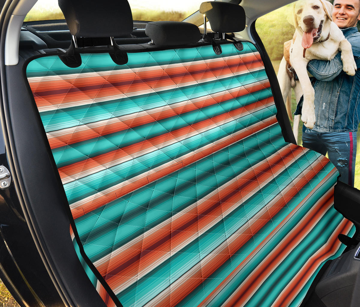 turquoise orange serape car seat covers, striped seat covers, Baja, Southwestern