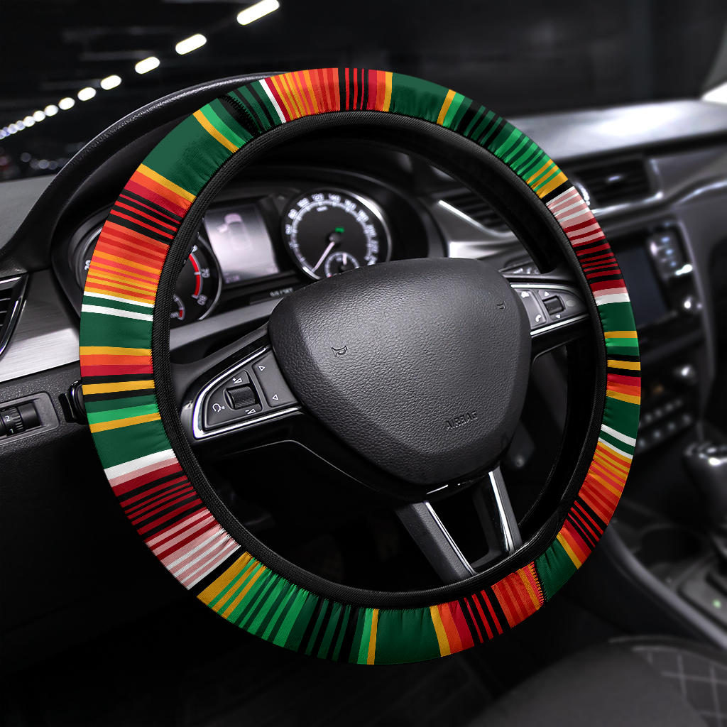 Green Orange Serape Steering Wheel Cover