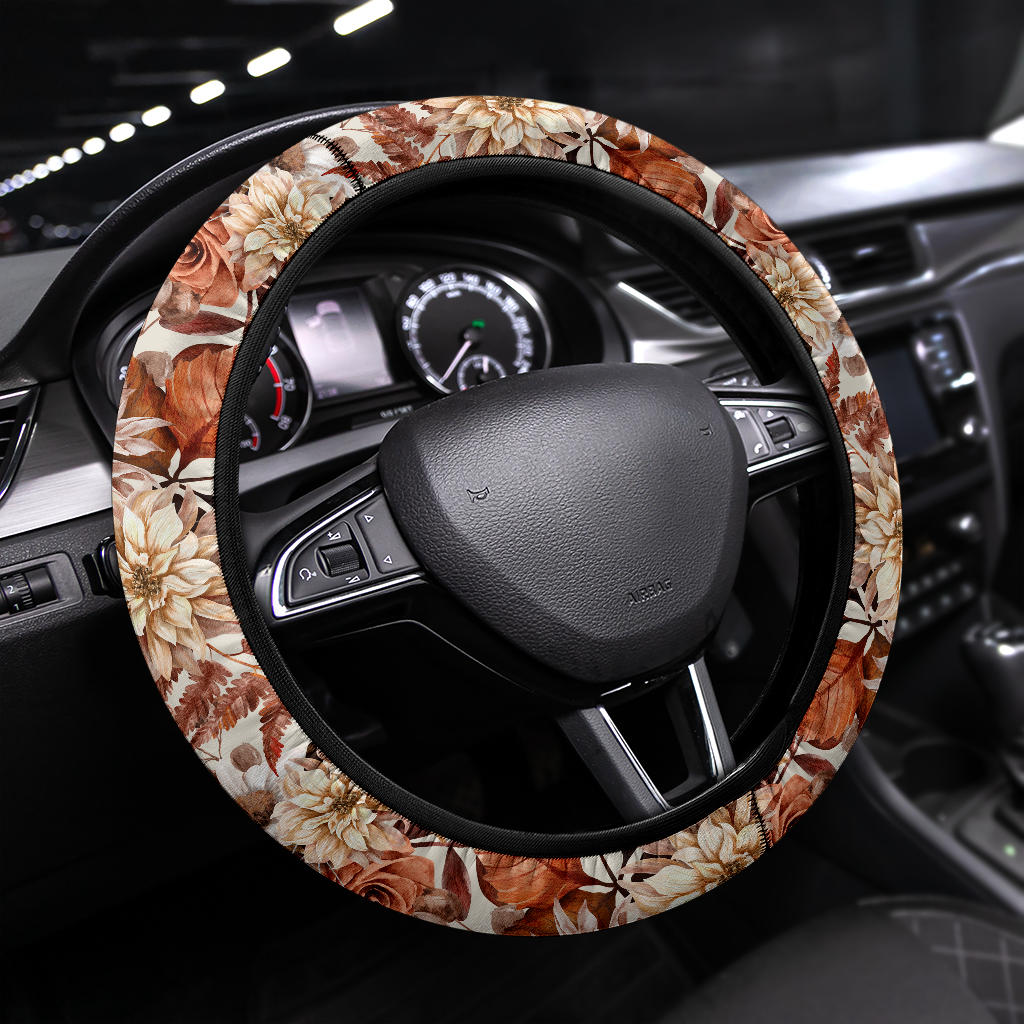 Autumn Flowers Steering Wheel Cover