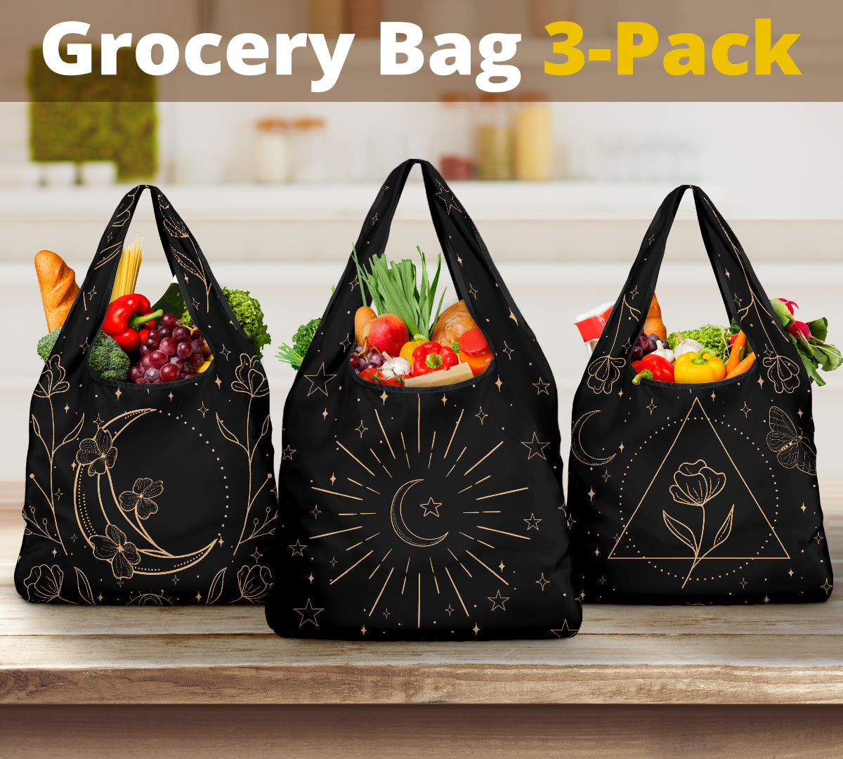 witchy tote bags, shopping bags, reusable grocery bags, eco friendly