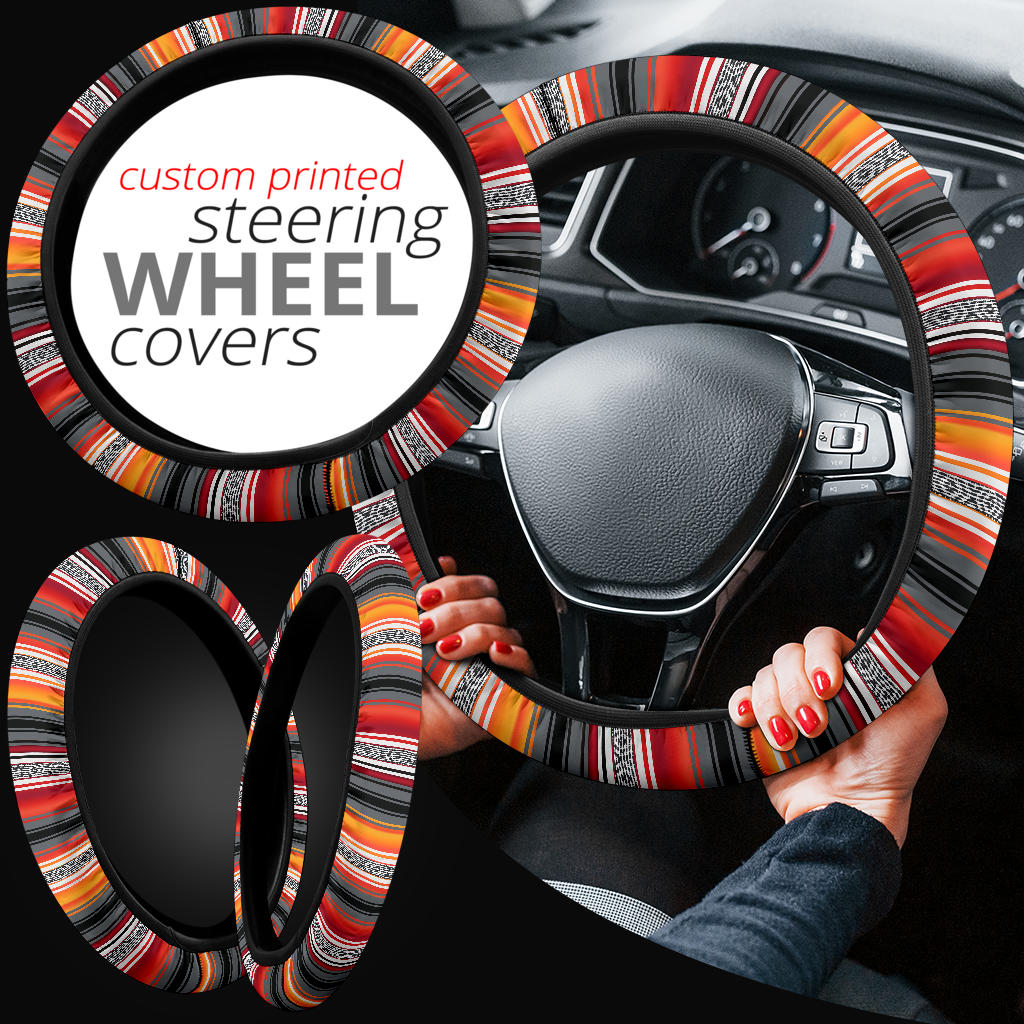 Red Orange Serape Steering Wheel Cover