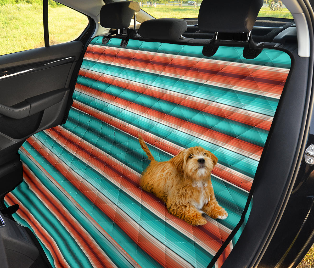 turquoise orange serape car seat covers, striped seat covers, Baja, Southwestern