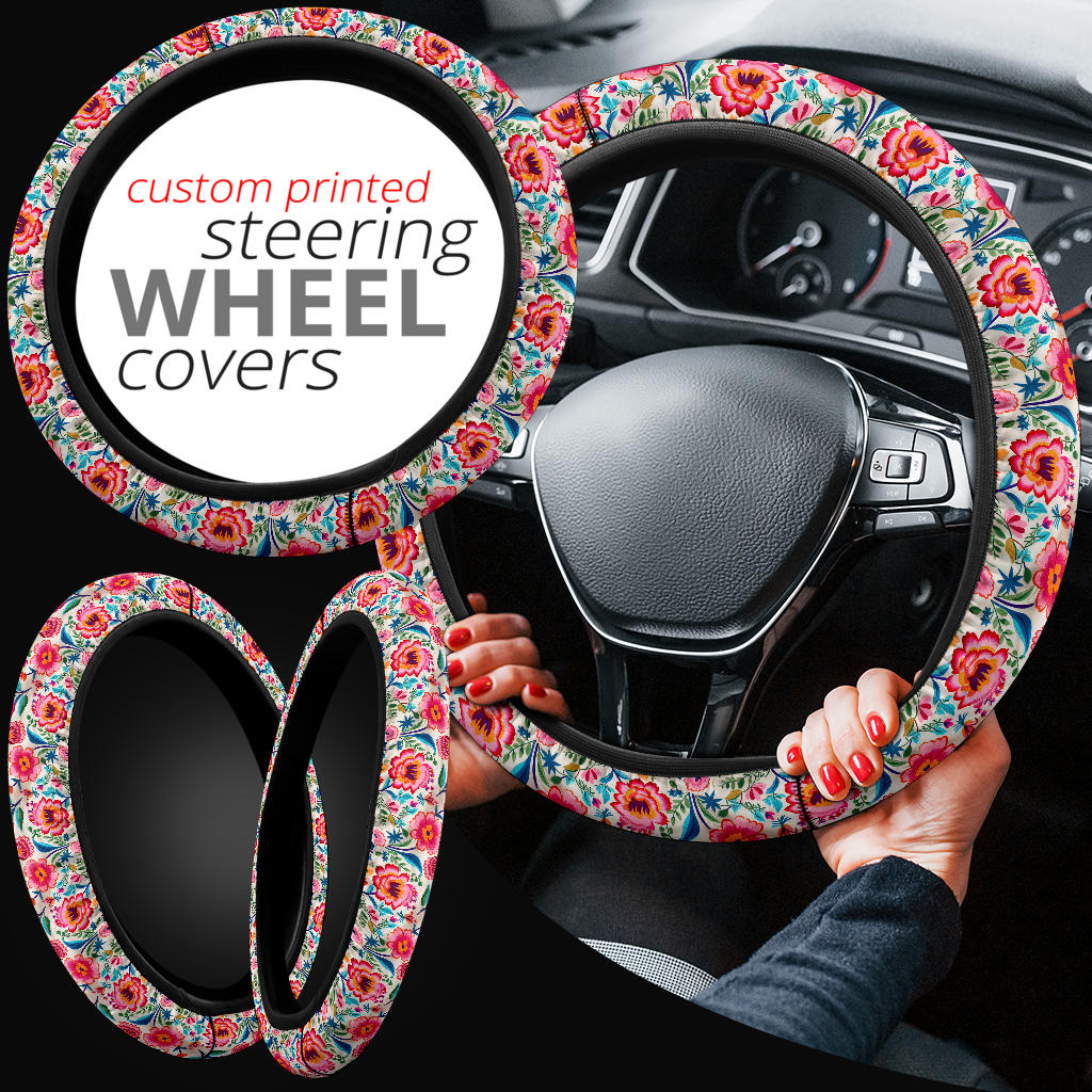 Colorful Flowers (01) Steering Wheel Cover