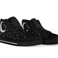 witchy sneakers, black moon shoes, celestial high tops