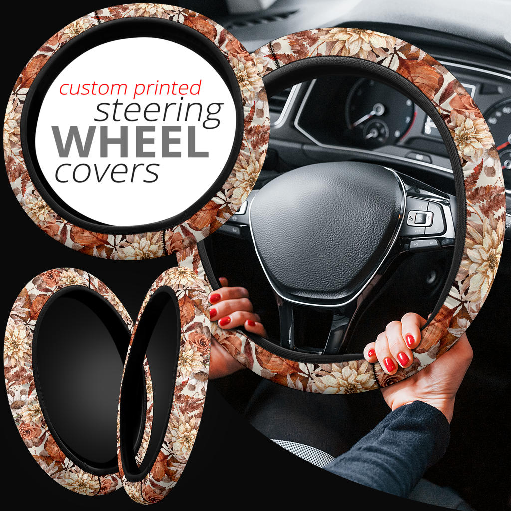 Autumn Flowers Steering Wheel Cover