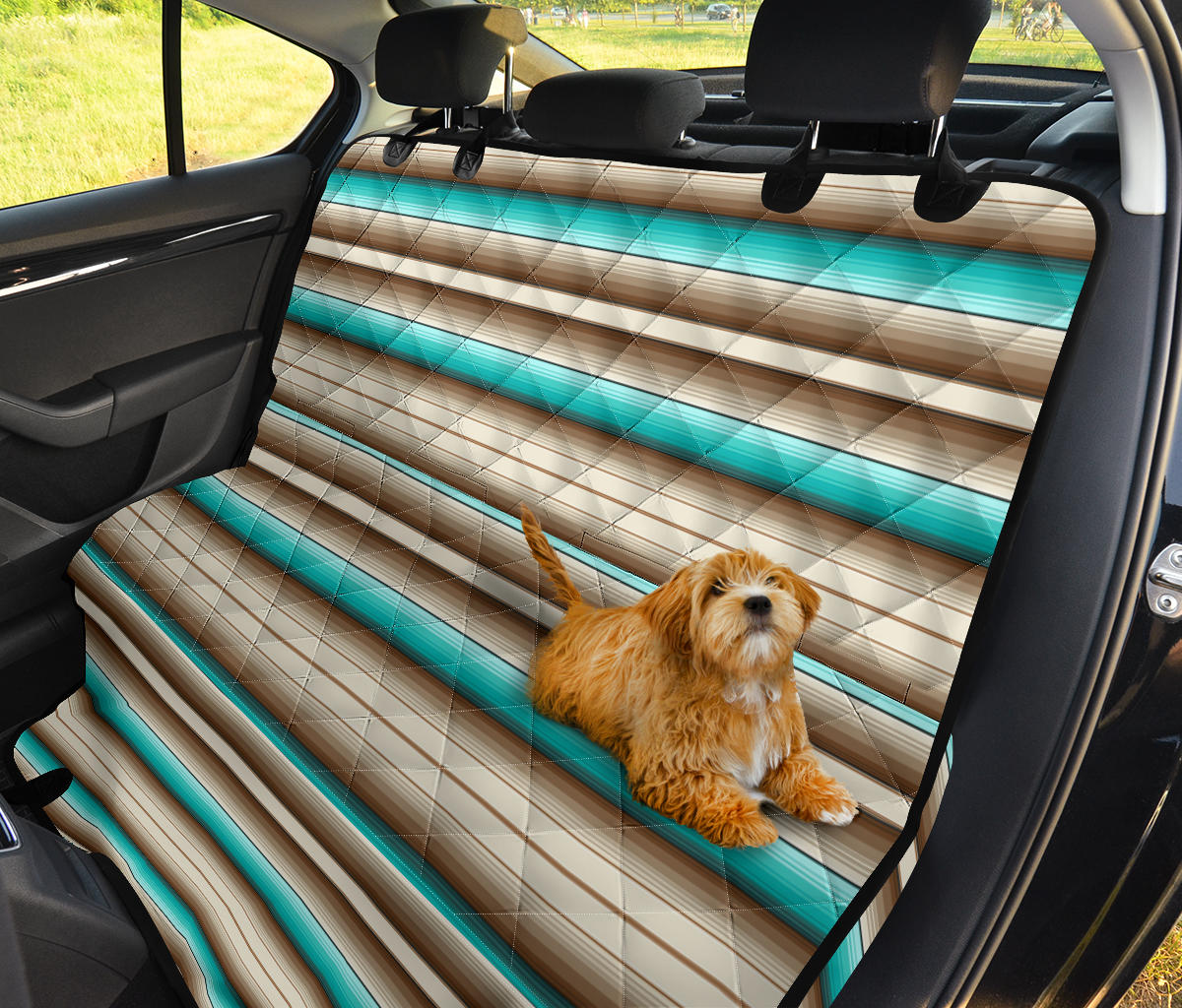 turquoise serape car seat cover, striped pet seat cover, Southwestern, Baja