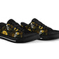 skulls and sunflowers sneakers, black low top shoes, Goth shoes, punk shoes
