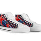 patriotic shoes, black high tops, red white blue sneakers