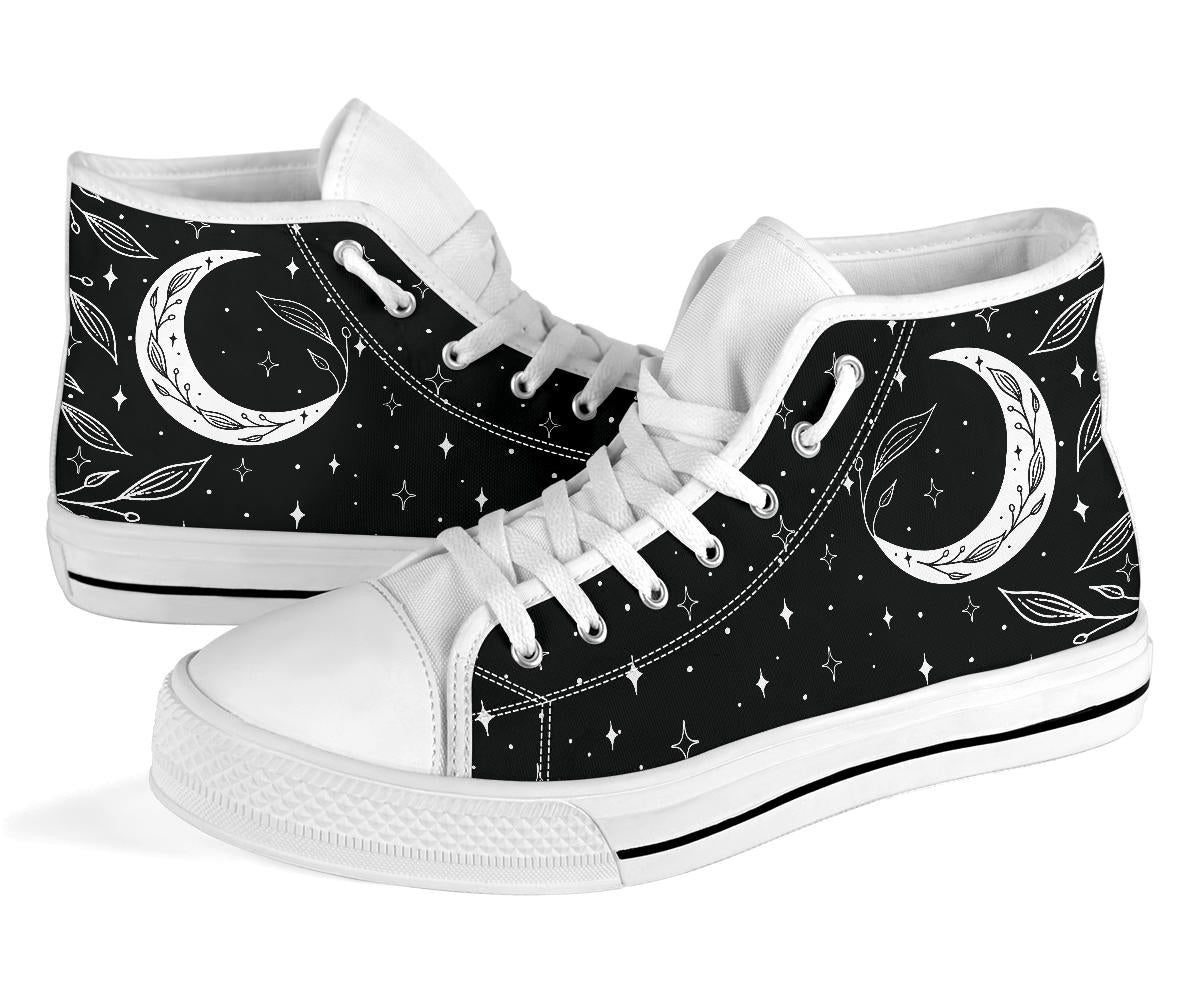 witchy high tops, black moon sneakers, celestial shoes