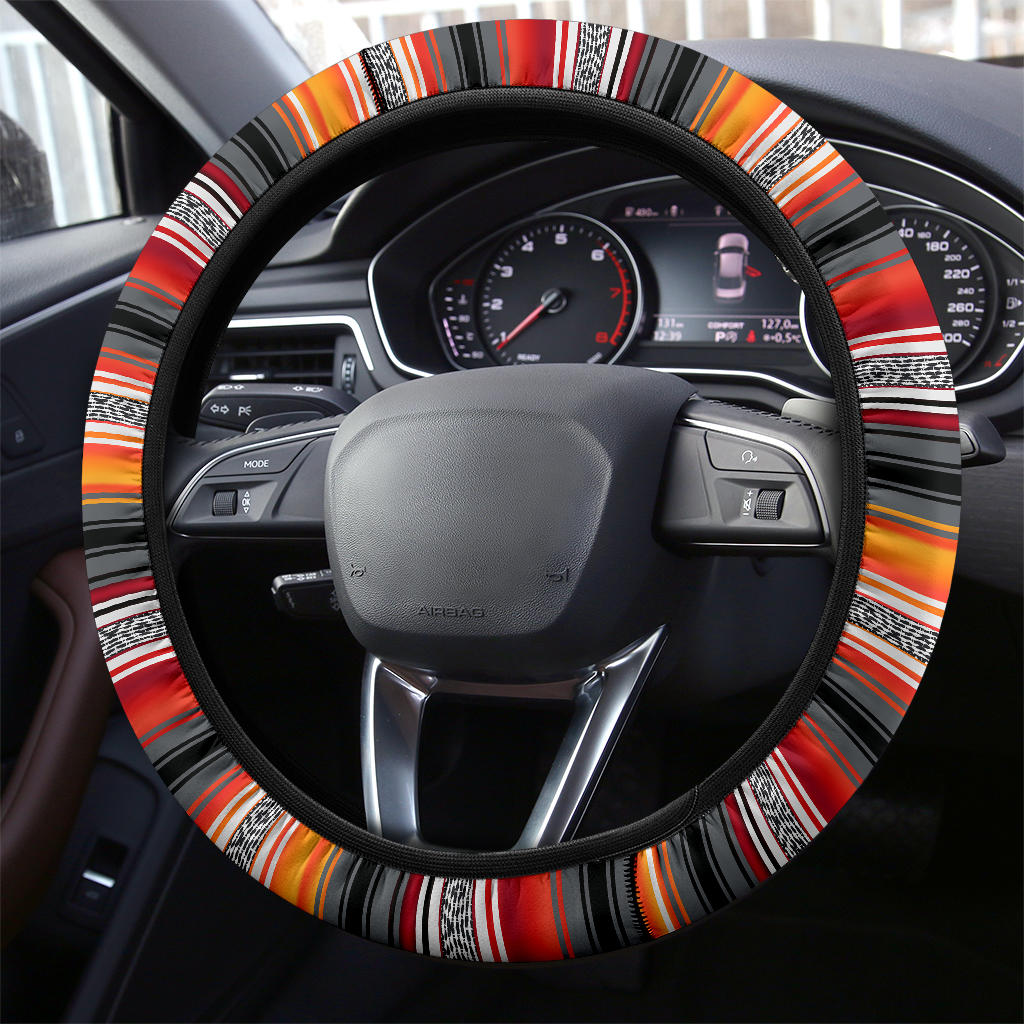 Red Orange Serape Steering Wheel Cover