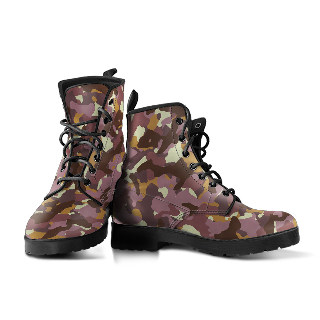 Mauve Brown Camo Combat Boots