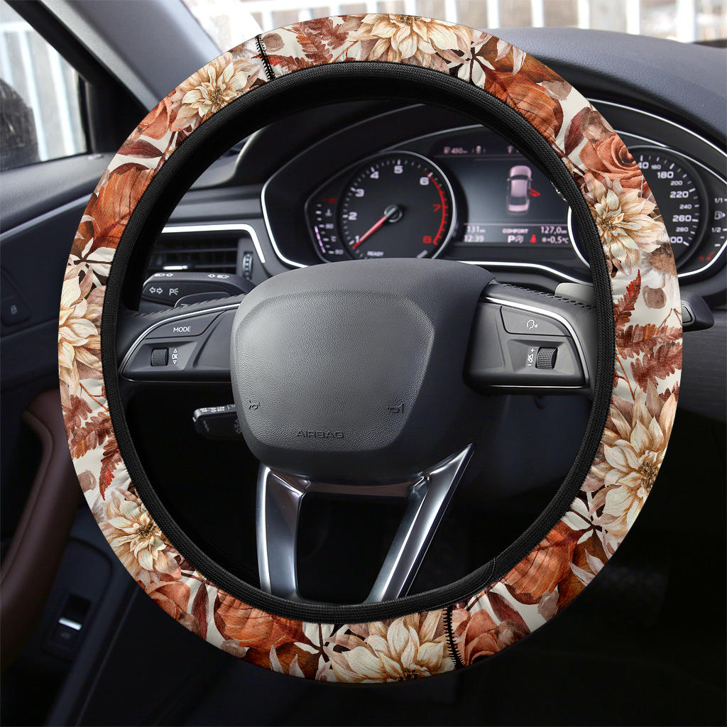 Autumn Flowers Steering Wheel Cover