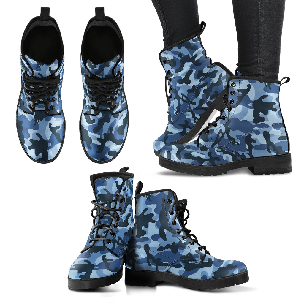 Blue Camo Combat Boots