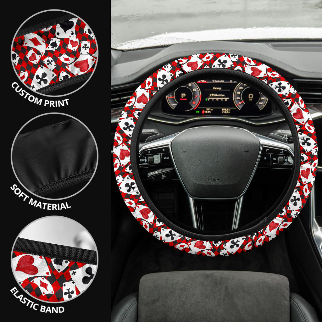 Alice in Wonderland Cards Steering Wheel Cover