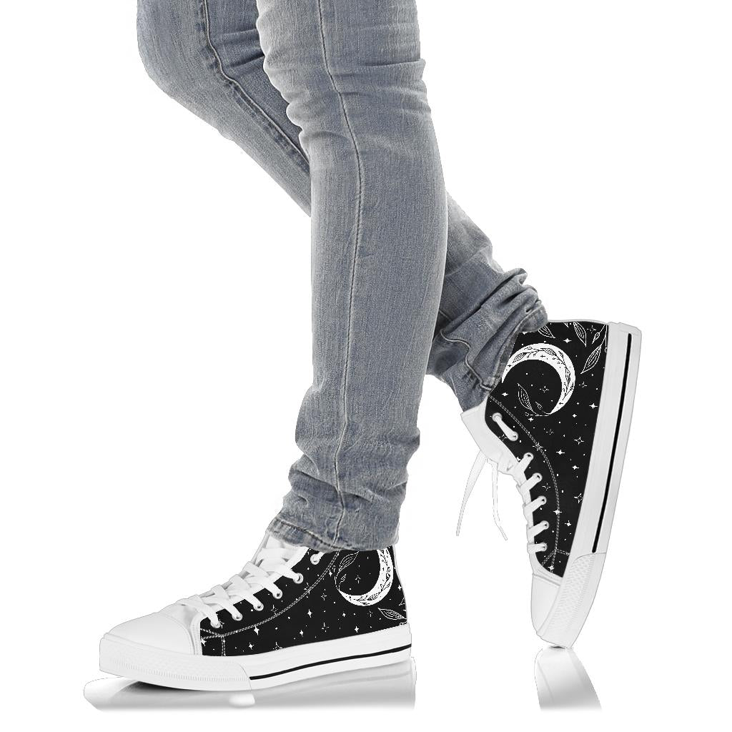 witchy high tops, black moon sneakers, celestial shoes