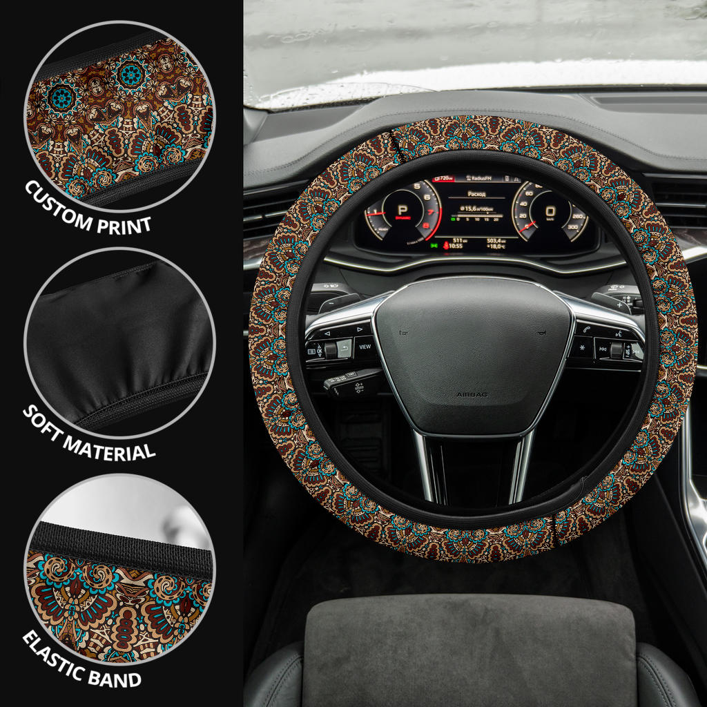 Boho Brown Steering Wheel Cover