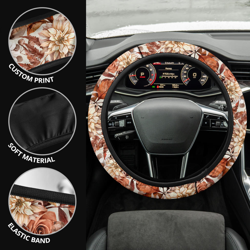 Autumn Flowers Steering Wheel Cover