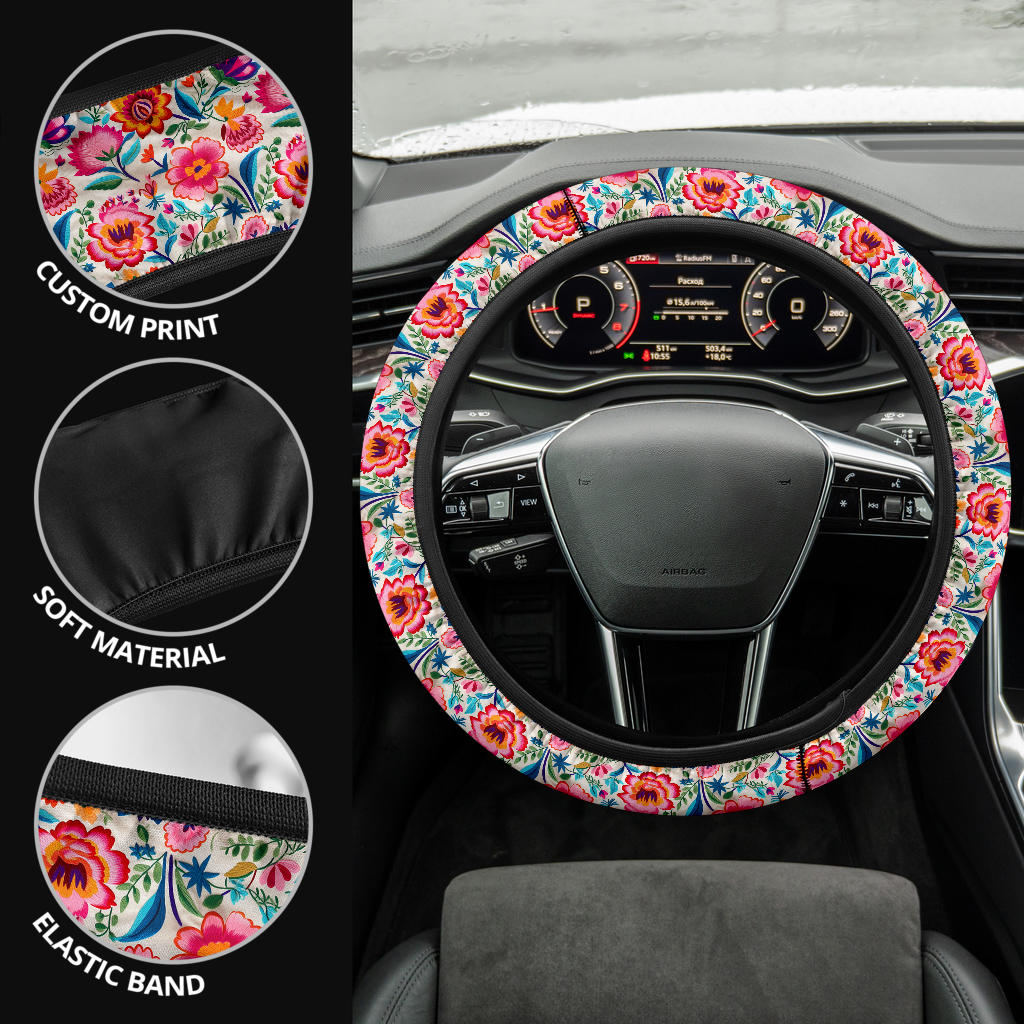 Colorful Flowers (01) Steering Wheel Cover