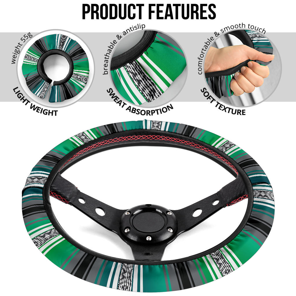 Green Serape Steering Wheel Cover