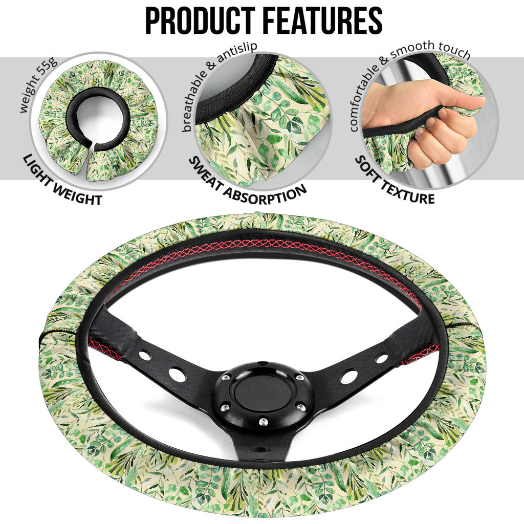 Botanical Green Plants Steering Wheel Cover