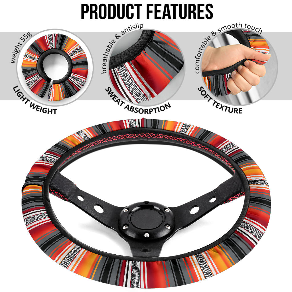 Red Orange Serape Steering Wheel Cover
