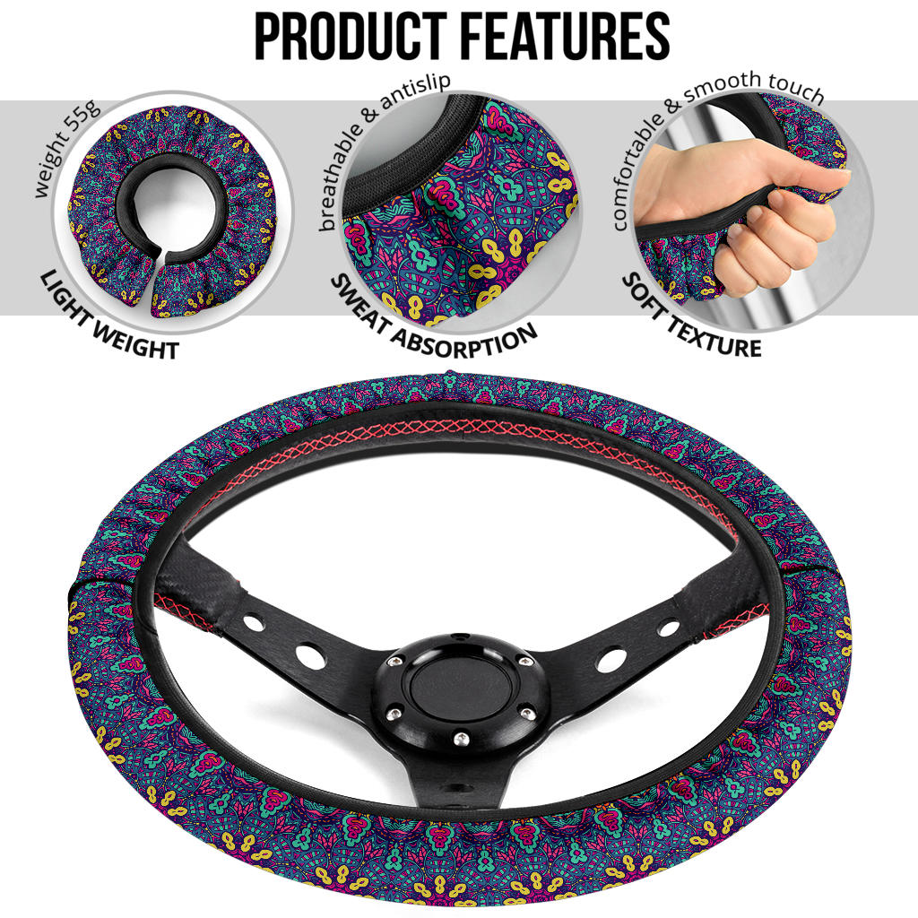 Colorful Boho (A) Steering Wheel Cover