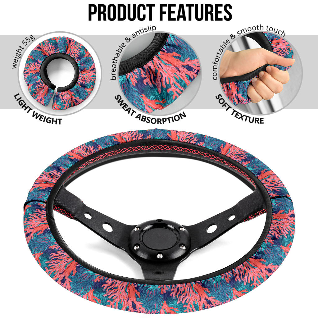Summer Beachy Coral Steering Wheel Cover