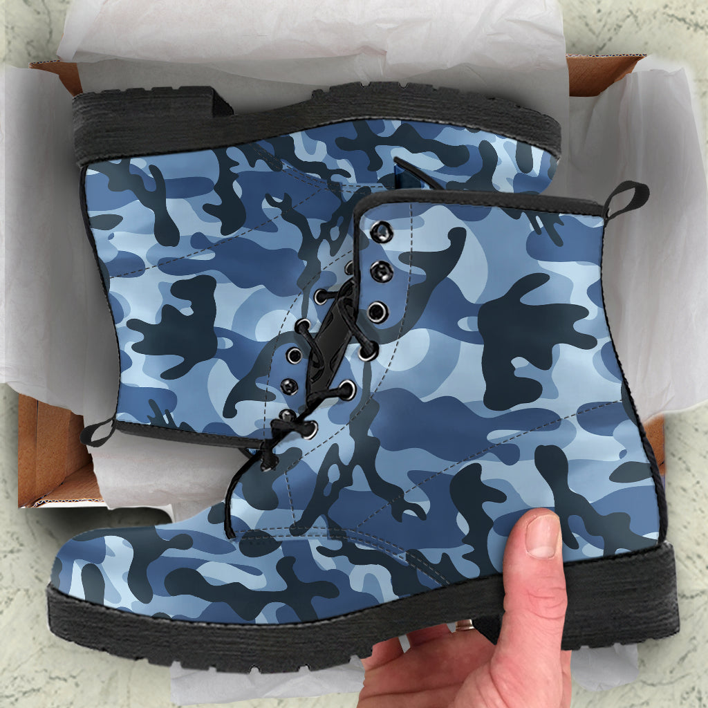 Blue Camo Combat Boots