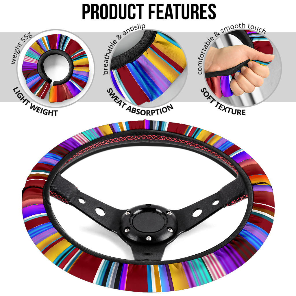 Maroon Purple Serape Steering Wheel Cover