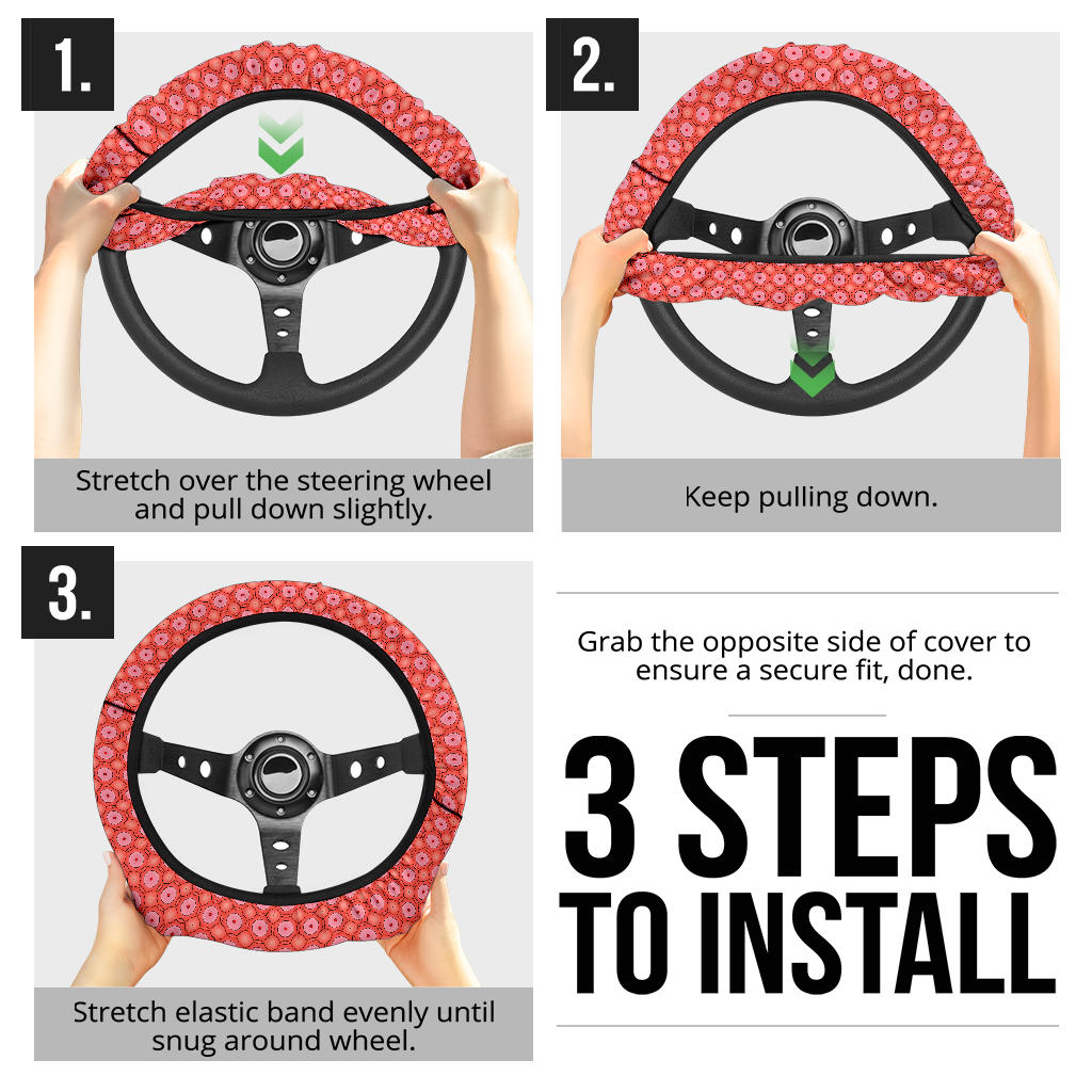 Retro Orange Pattern Steering Wheel Cover