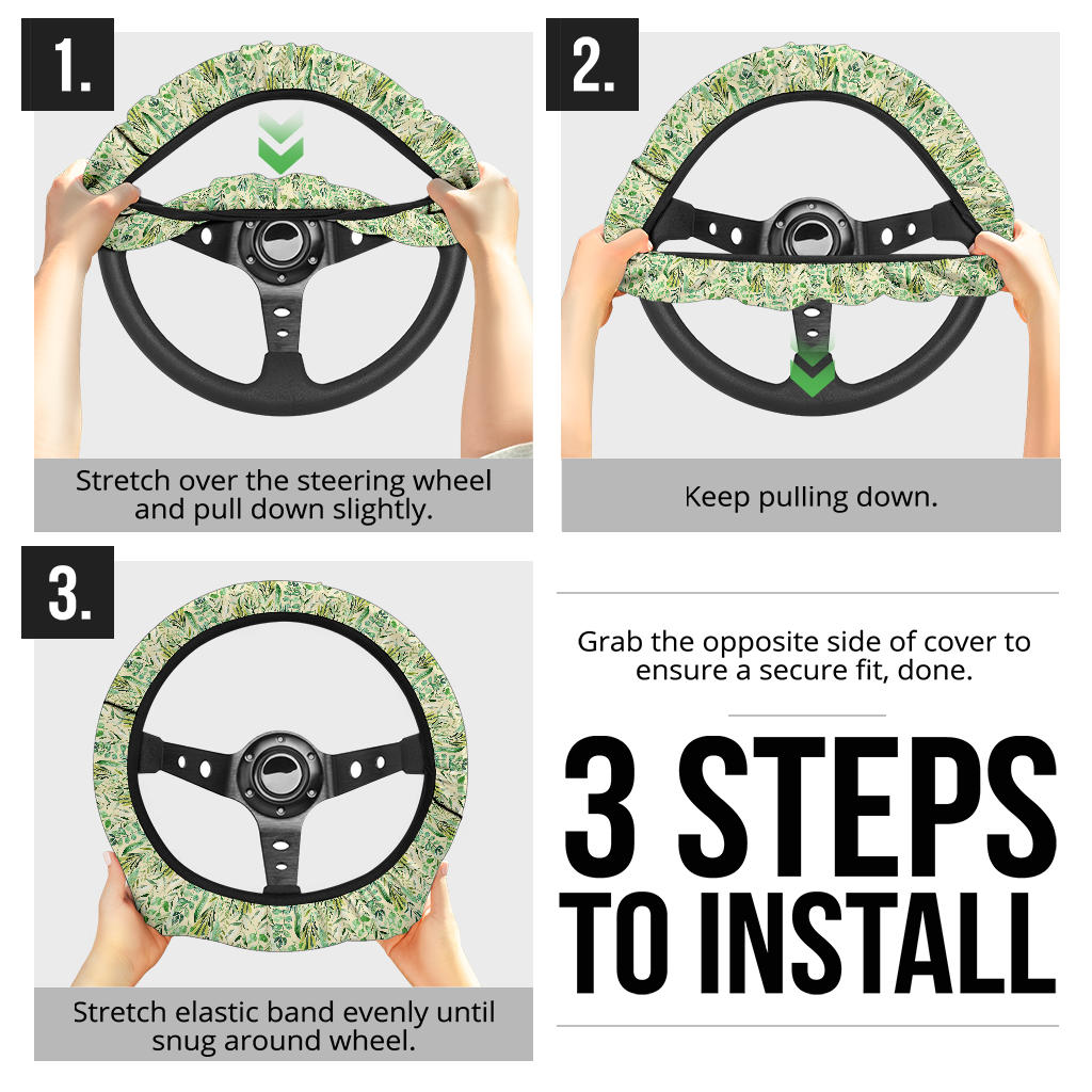 Botanical Green Plants Steering Wheel Cover