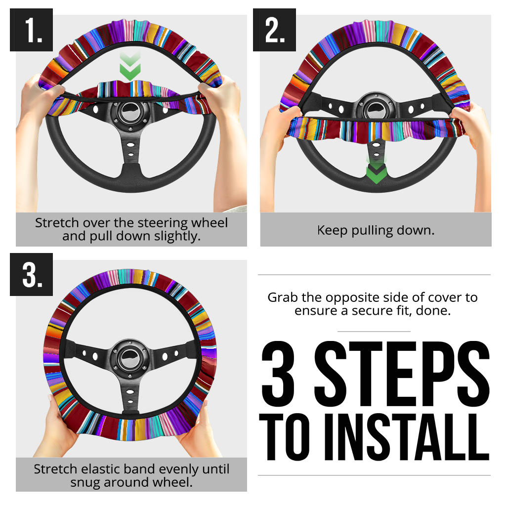 Maroon Purple Serape Steering Wheel Cover