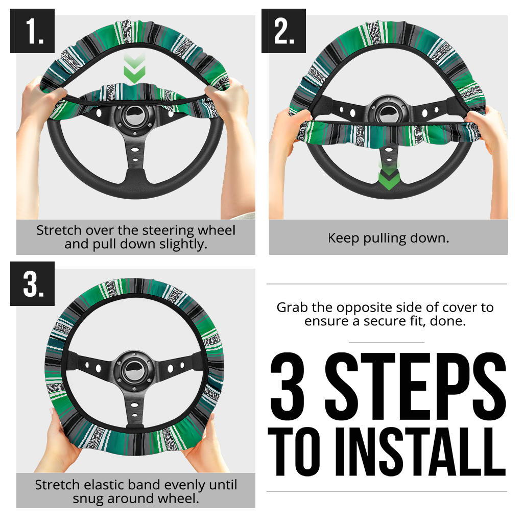 Green Serape Steering Wheel Cover