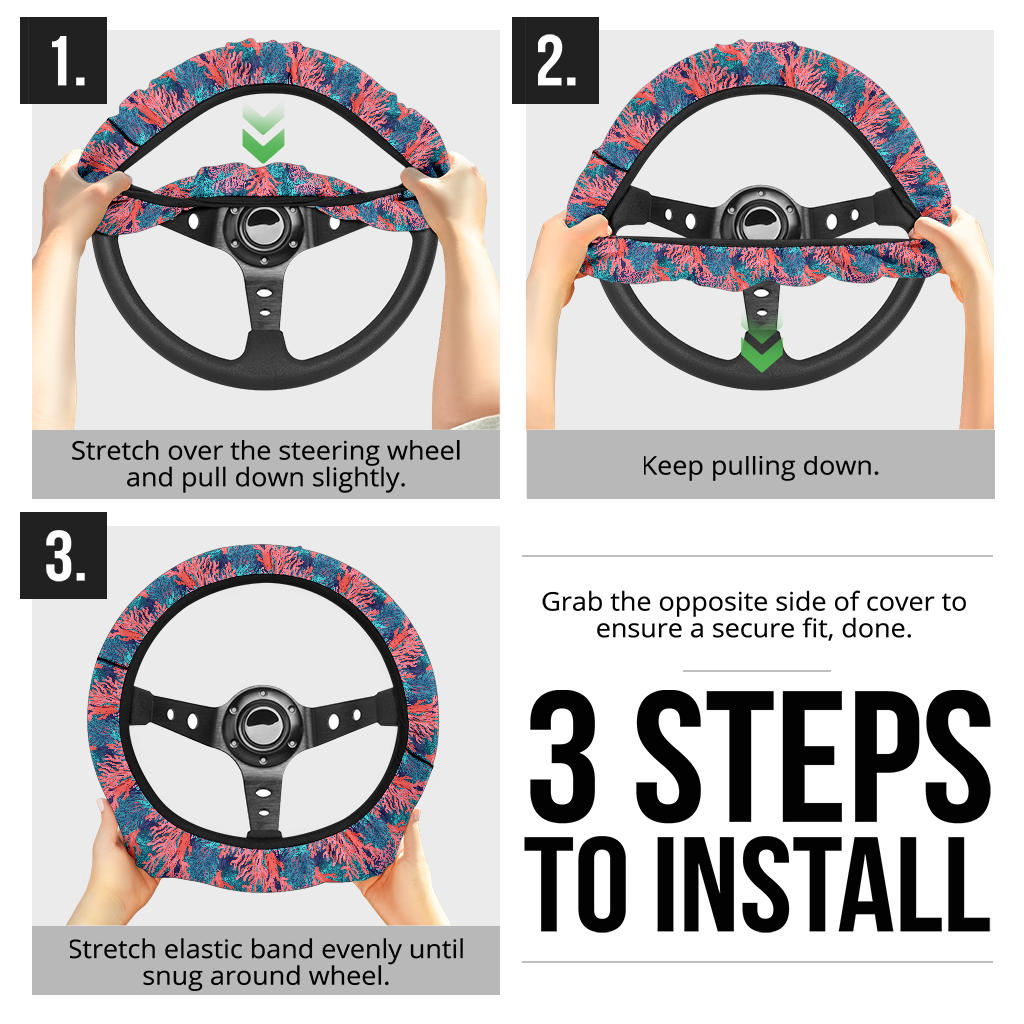 Summer Beachy Coral Steering Wheel Cover