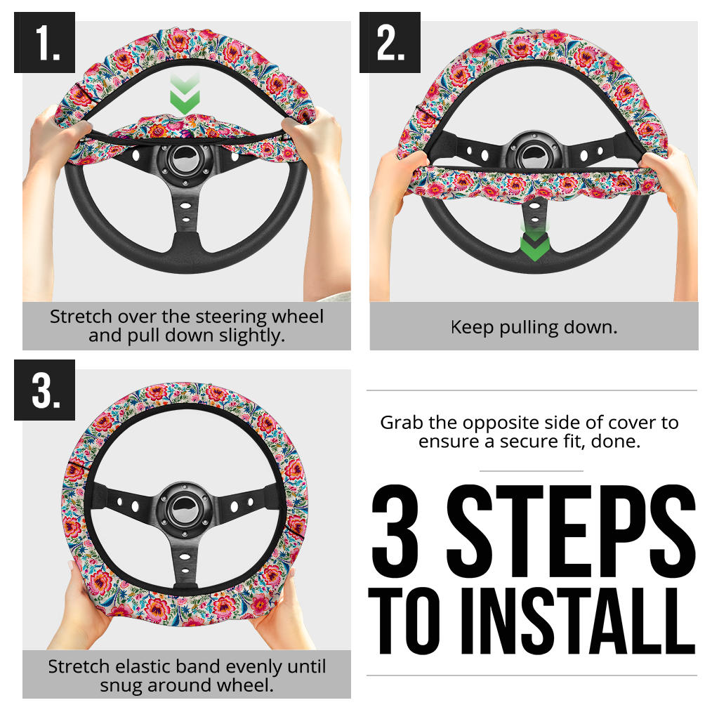 Colorful Flowers (01) Steering Wheel Cover