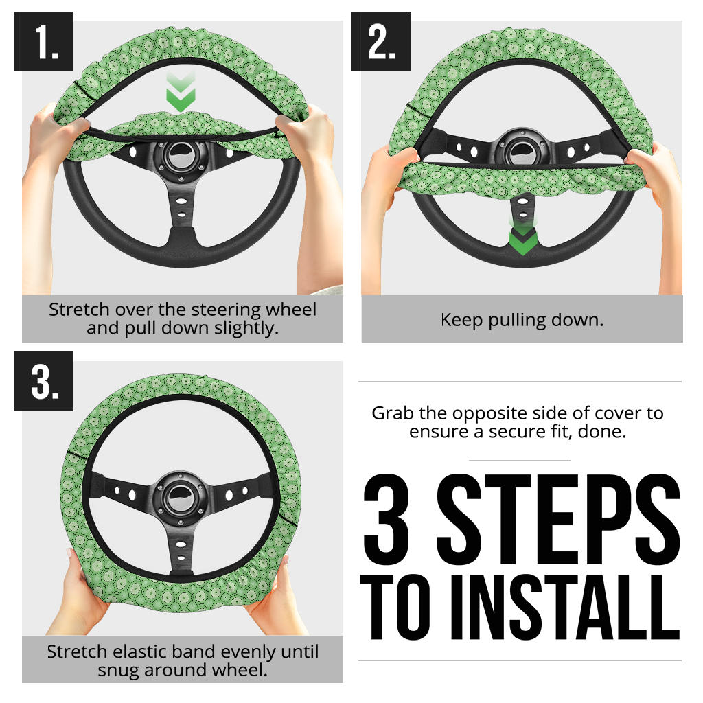 Retro Green Pattern Steering Wheel Cover
