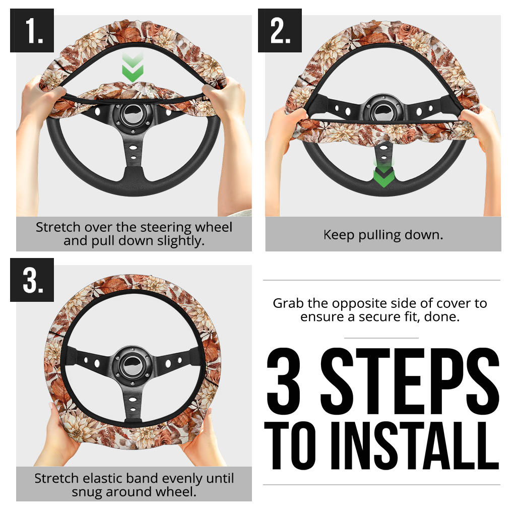 Autumn Flowers Steering Wheel Cover