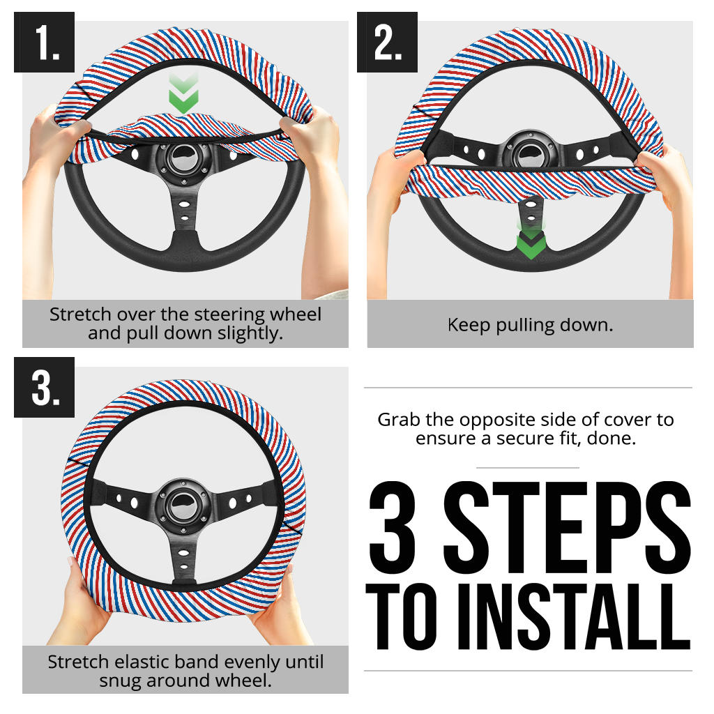 Patriotic Stripes (02) Steering Wheel Cover