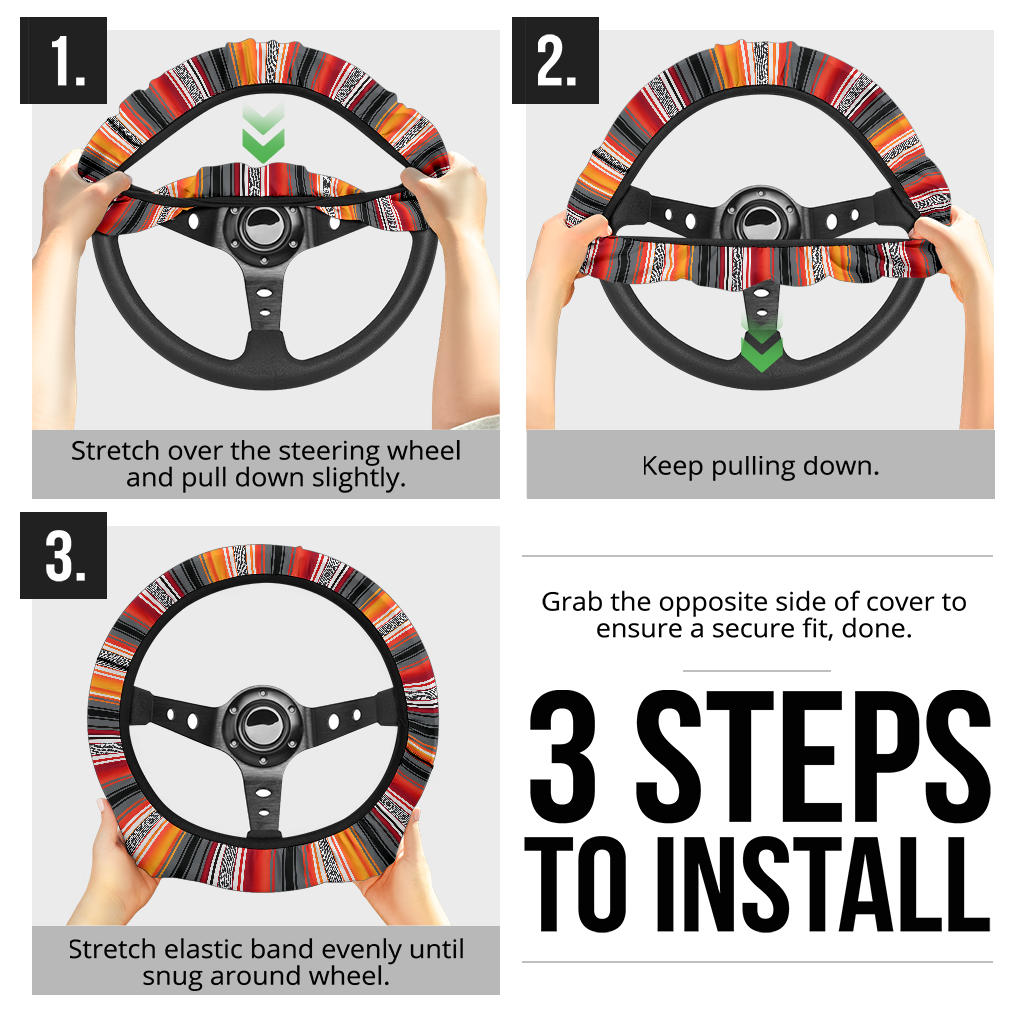 Red Orange Serape Steering Wheel Cover
