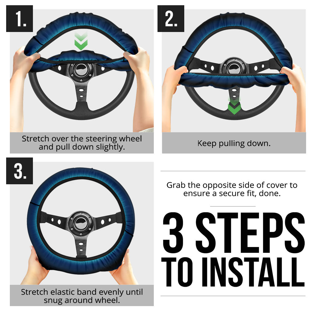 Blue Black Ombre Steering Wheel Cover