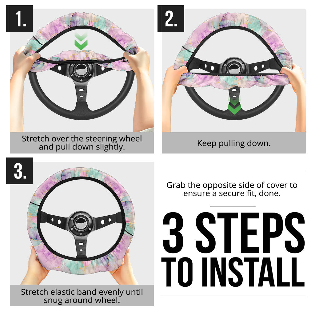 Mermaid Marble (02) Steering Wheel Cover