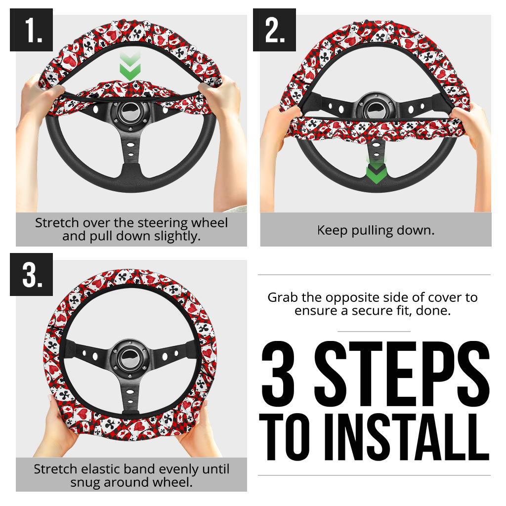 Alice in Wonderland Cards Steering Wheel Cover